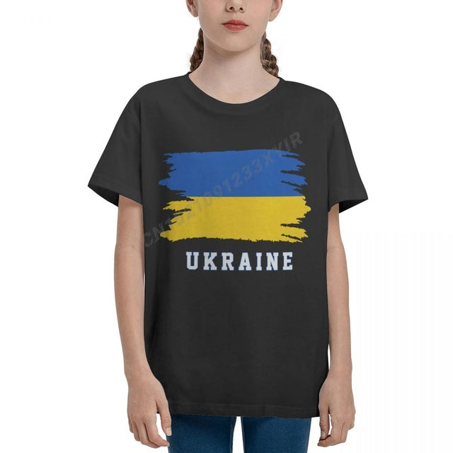 Youth Boy/Girl Ukraine Flag Cool Ukrainians Fans T-shirt Kids tshirt tee 100% Cotton T Shirt o-neck short sleeve Children