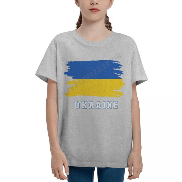 Youth Boy/Girl Ukraine Flag Cool Ukrainians Fans T-shirt Kids tshirt tee 100% Cotton T Shirt o-neck short sleeve Children