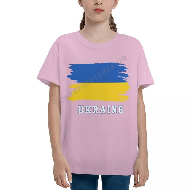 Youth Boy/Girl Ukraine Flag Cool Ukrainians Fans T-shirt Kids tshirt tee 100% Cotton T Shirt o-neck short sleeve Children