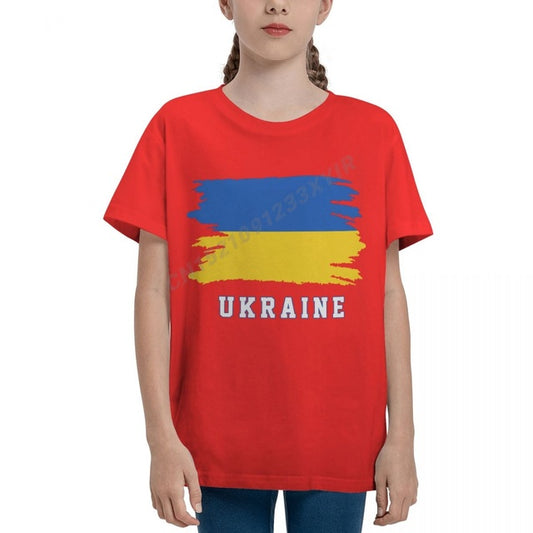 Youth Boy/Girl Ukraine Flag Cool Ukrainians Fans T-shirt Kids tshirt tee 100% Cotton T Shirt o-neck short sleeve Children