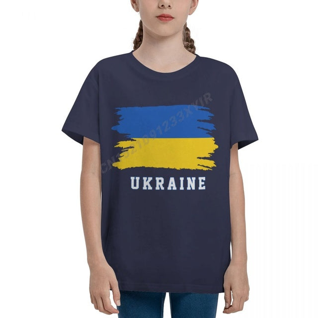 Youth Boy/Girl Ukraine Flag Cool Ukrainians Fans T-shirt Kids tshirt tee 100% Cotton T Shirt o-neck short sleeve Children