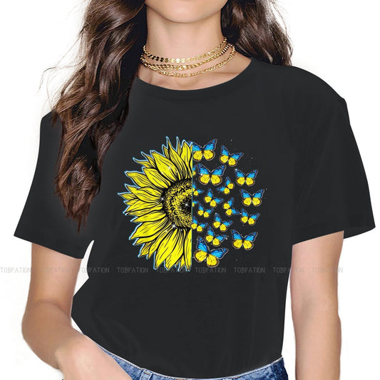 Ukrainian Sunflower Art Women Clothing Graphic Female Tshirts Vintage Graphic Loose Tops Tee Kawaii Girls Streetwear