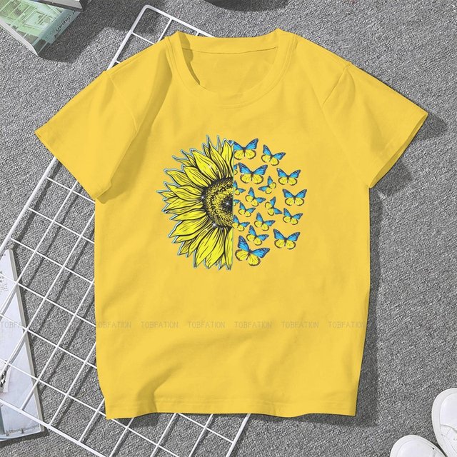 Ukrainian Sunflower Art Women Clothing Graphic Female Tshirts Vintage Graphic Loose Tops Tee Kawaii Girls Streetwear
