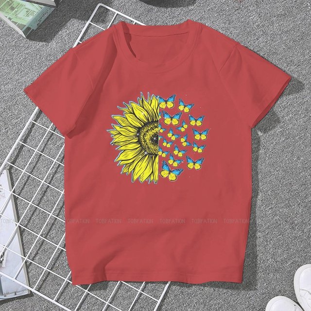Ukrainian Sunflower Art Women Clothing Graphic Female Tshirts Vintage Graphic Loose Tops Tee Kawaii Girls Streetwear