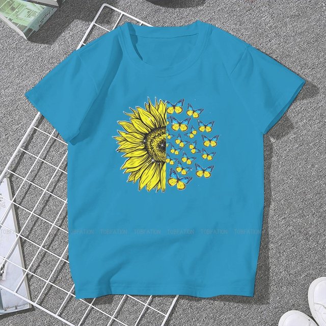 Ukrainian Sunflower Art Women Clothing Graphic Female Tshirts Vintage Graphic Loose Tops Tee Kawaii Girls Streetwear