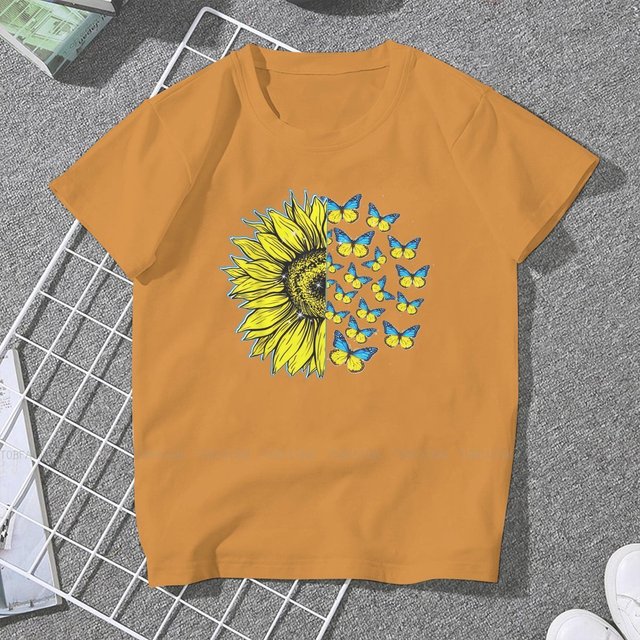 Ukrainian Sunflower Art Women Clothing Graphic Female Tshirts Vintage Graphic Loose Tops Tee Kawaii Girls Streetwear