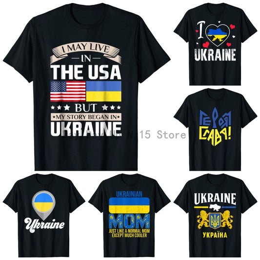 May Live in USA Story Began in Ukraine Flag T-Shirt