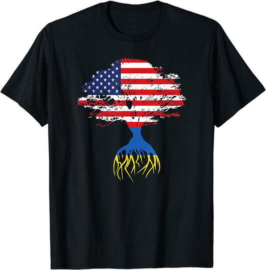 May Live in USA Story Began in Ukraine Flag T-Shirt