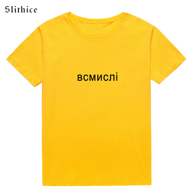 Slithice female T-shirt Top CasualInscription Letter Print women's shirt Cotton Black Red T-shirts for women
