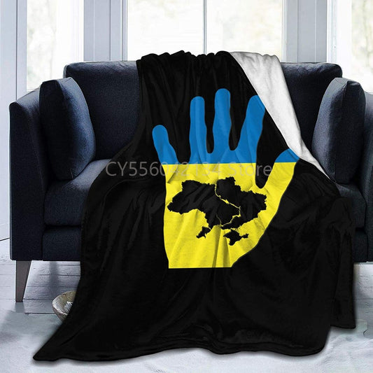 Ukraine Flag Hand with Ukraine Map Print Blanket Smooth Soft Throw Blanket Fleece Blanket for Bed Couch Sofa Gift Kid Adult