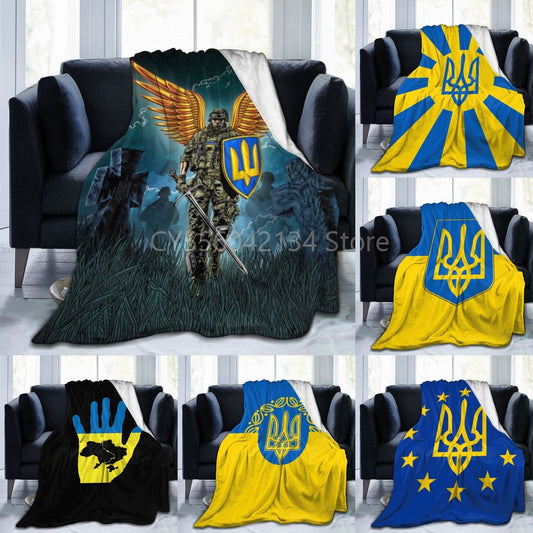 Ukraine Flag Print Blanket Smooth Soft Throw Blanket Micro Fleece Blanket for Bed Couch Sofa Gift Kid Adult