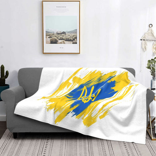 Ukraine Flag Ukrainian Nation Blanket Fleece Autumn/Winter Multifunction Soft Throw Blankets for Home Office Bedspread