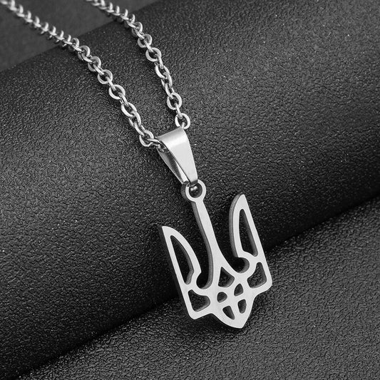 Ukraine Flag National Symbols Pendant Necklace Stainless Steel Men Women Tryzub Ukrainian Solidarity Choker Jewelry Gift
