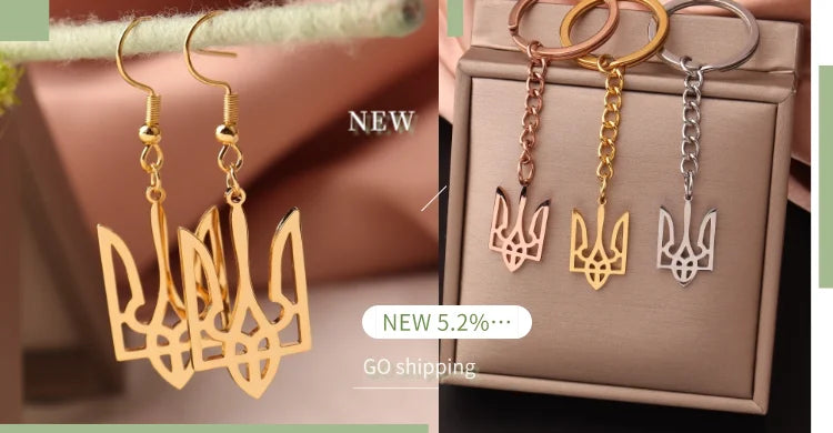Ukraine National Emblem Necklace Party Jewelry Stainless Steel Pendant Necklace Simple Ukrainian Symbol Necklace