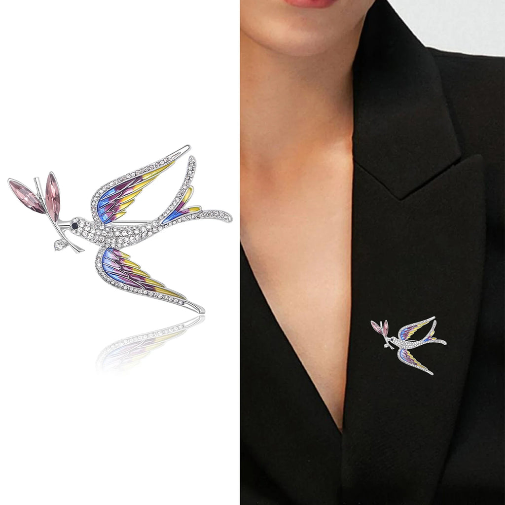Enamel Peace Dove Brooches for Women Ukraine Rhinestone Ear of Wheat Pins Event Party Backpack Decoration Clothes Accessories