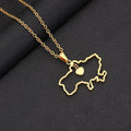 Fashion Outline Ukraine Map Pendant Necklace for Women Girls Stainless Steel Heart Flag Ukrainian Party Jewelry Gifts Dropship