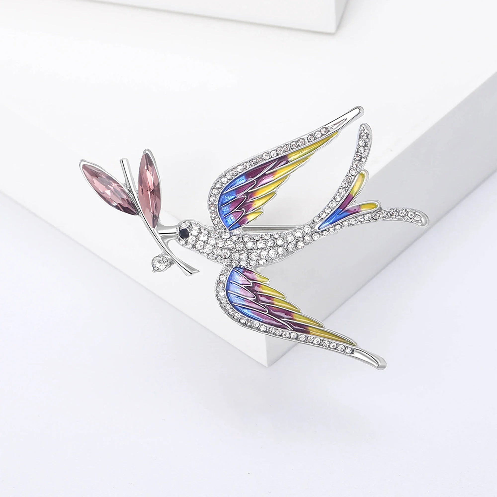 Enamel Peace Dove Brooches for Women Ukraine Rhinestone Ear of Wheat Pins Event Party Backpack Decoration Clothes Accessories