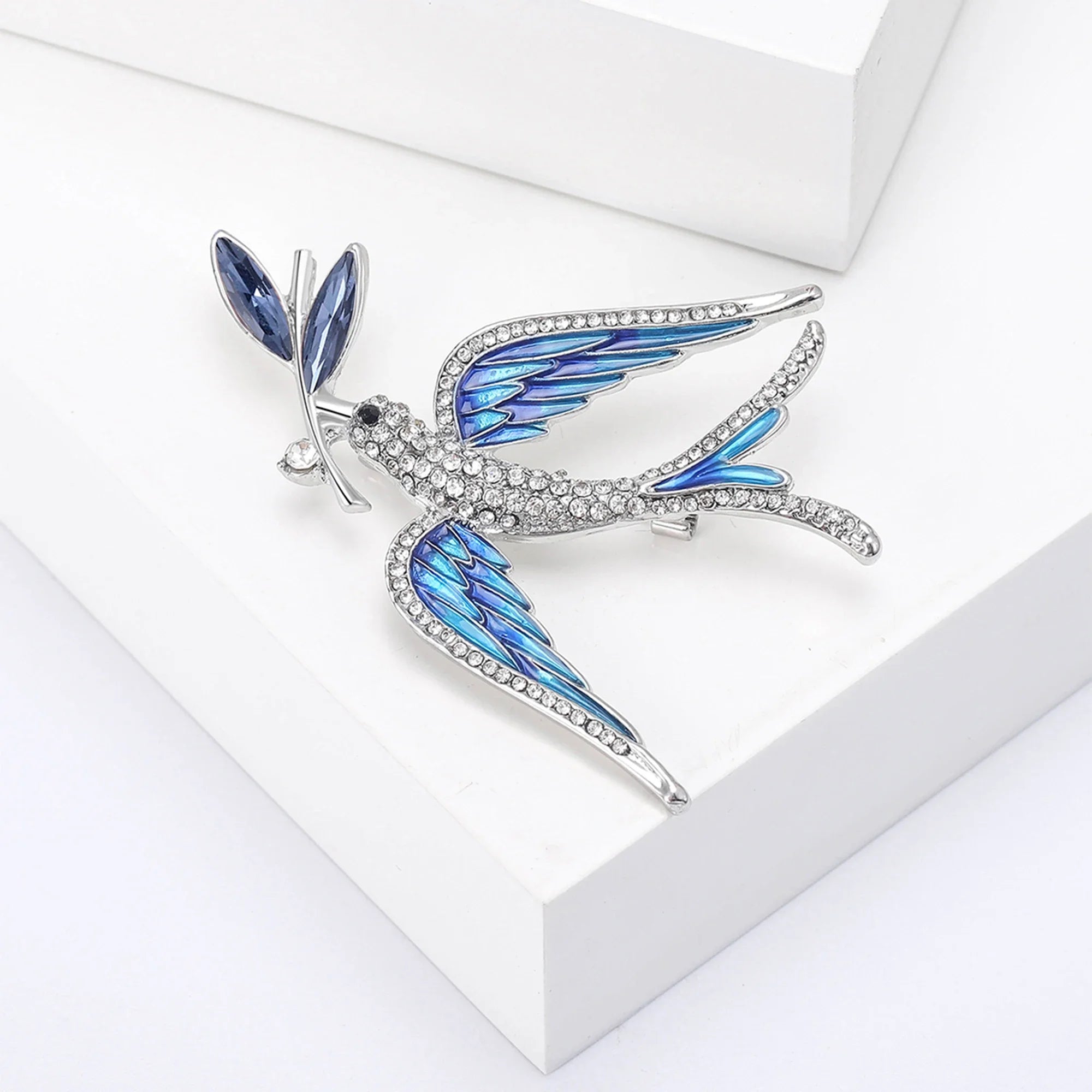 Enamel Peace Dove Brooches for Women Ukraine Rhinestone Ear of Wheat Pins Event Party Backpack Decoration Clothes Accessories