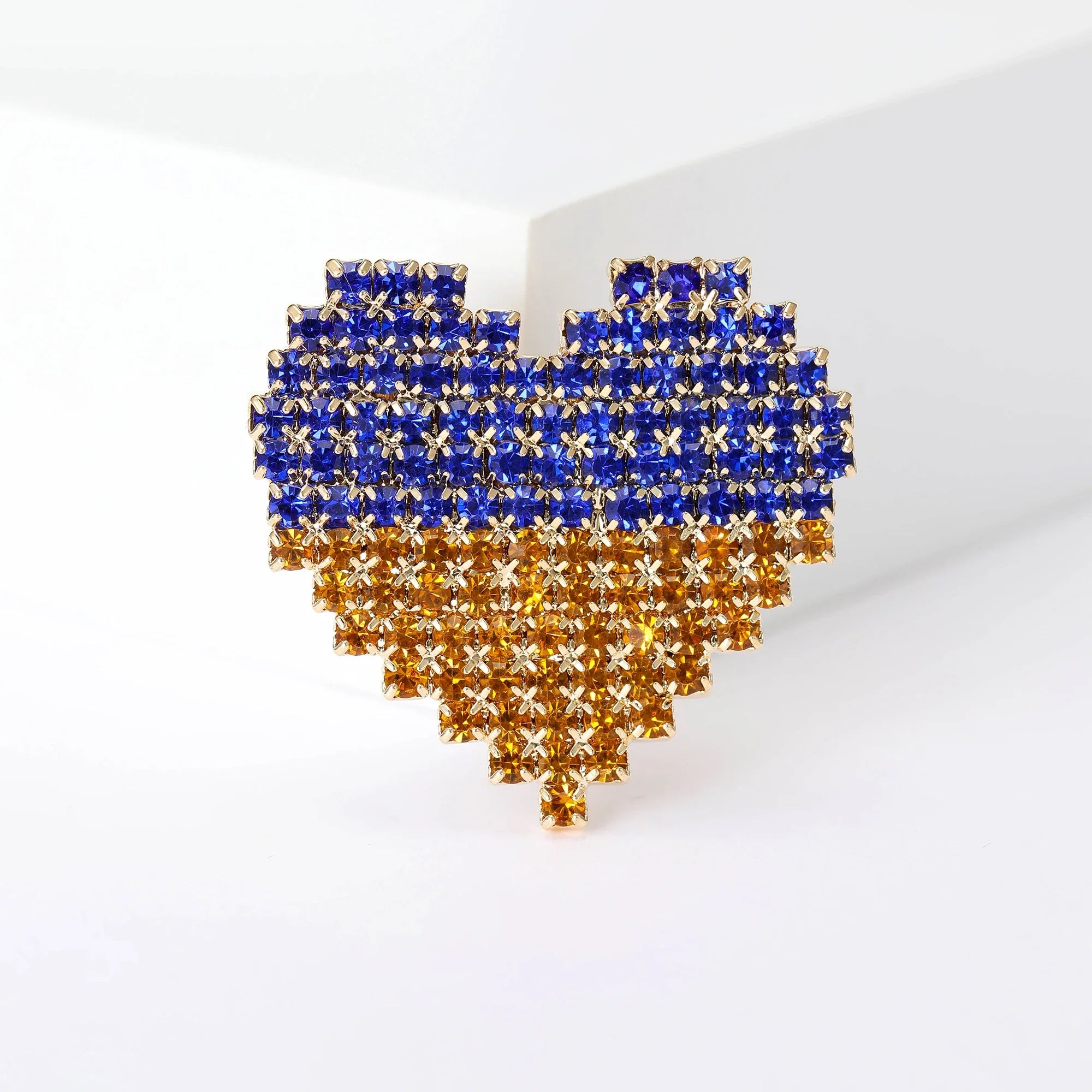 Rhinestone Ukraine National Emblem Brooches for Women Unisex Enamel Botanical Pins Event Party Decoration Clothes Accessories