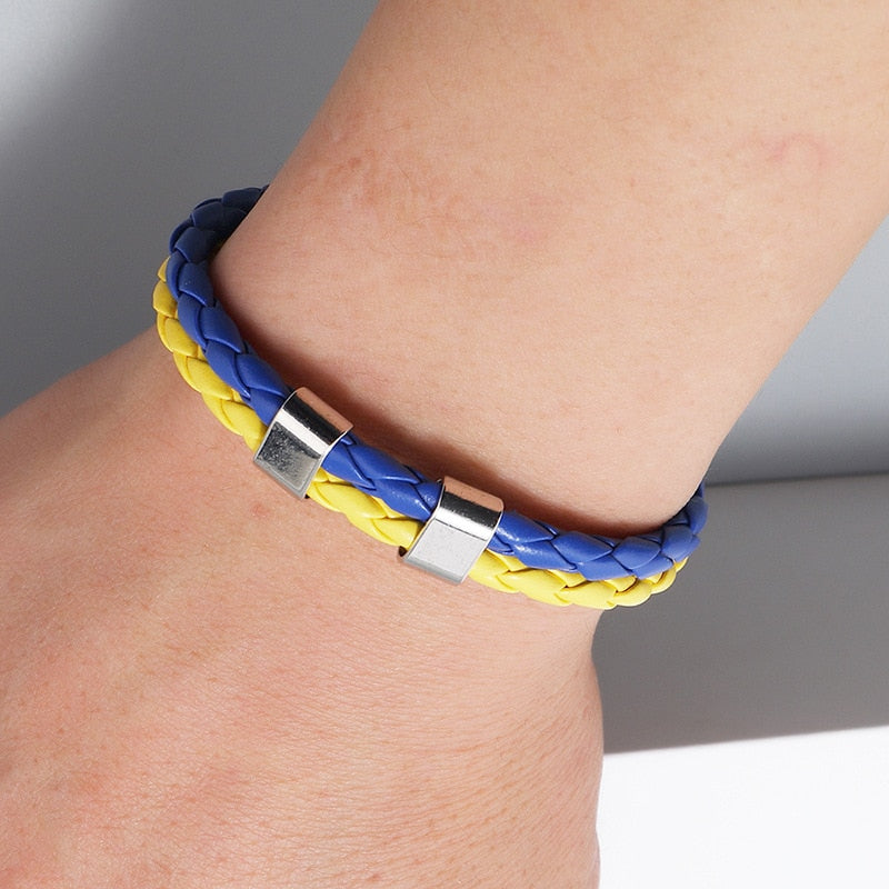 Simple Fashion Ukraine Multilayer Leather Bracelets For Women Men Ukrainian Flag Charm Bracelet Bangle Proud Patriotism Jewelry