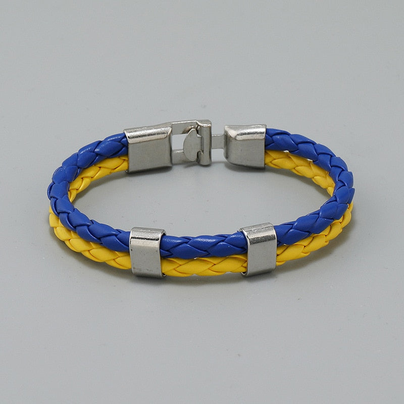 Simple Fashion Ukraine Multilayer Leather Bracelets For Women Men Ukrainian Flag Charm Bracelet Bangle Proud Patriotism Jewelry