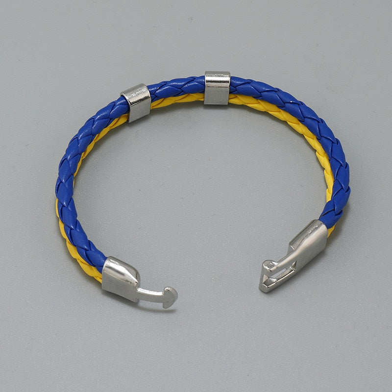 Simple Fashion Ukraine Multilayer Leather Bracelets For Women Men Ukrainian Flag Charm Bracelet Bangle Proud Patriotism Jewelry
