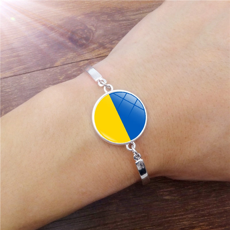 Simple Fashion Ukraine Multilayer Leather Bracelets For Women Men Ukrainian Flag Charm Bracelet Bangle Proud Patriotism Jewelry