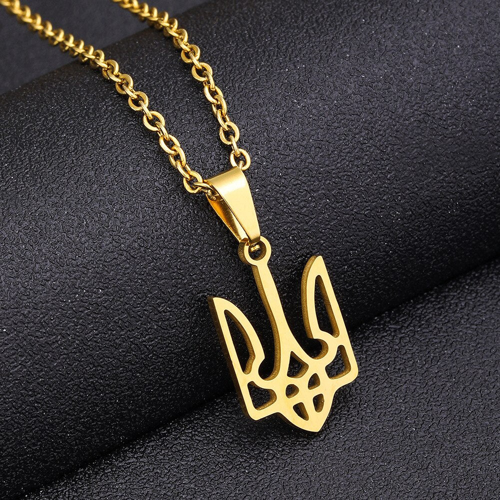 Fashion Ukraine Map Pendant Necklace Stainless Steel Gold Silver Color Ukrainian Ethnic Style Necklace Jewelry Accessories Gifts