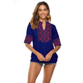 KHALEE YOSE Boho Floral Embroidery Blouse Shirt White Pink Summer Spring Mexican Shirt Women Lace Tie Up 2xl 3XL Ethnic Shirt