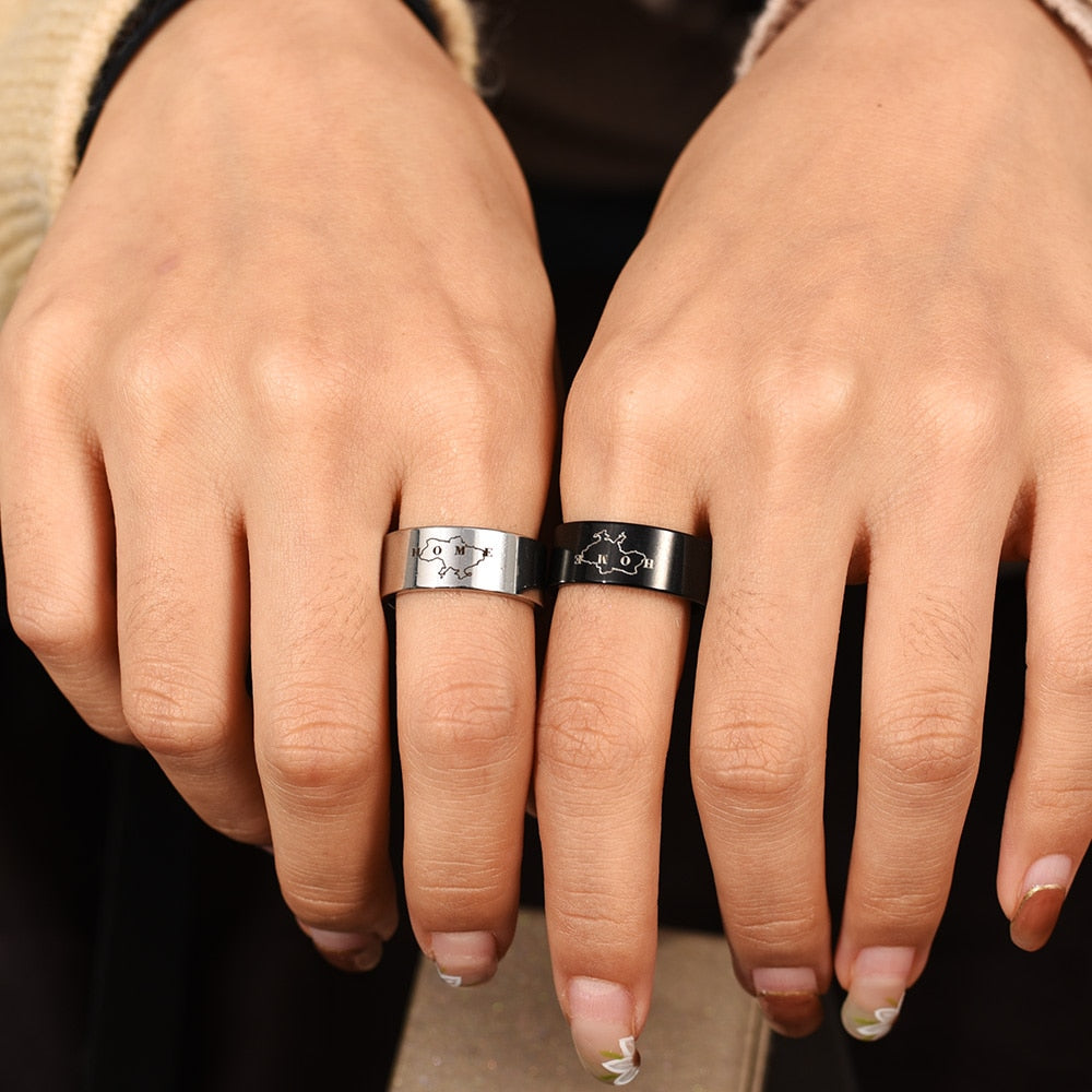 HOME Ukraine Map Rings for Women Men Fashion Punk Stainless Steel Sliver Black Plated Finger Ring For Lovers Friend Jewelry Gift