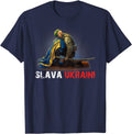Slava Ukraini Cossack Warrior Ukraine Flag Men T-Shirt Short Sleeve Casual 100% Cotton O-Neck Summer Tees