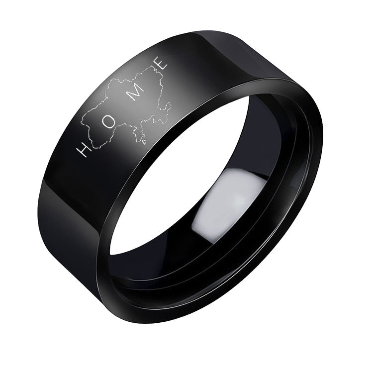 Women Ring Ukraine Map Rings Man Fashion Jewellery Wedding Couples Cute Silver Color Metal Stainless Steel Trend Accessories
