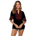 KHALEE YOSE Boho Floral Embroidery Blouse Shirt White Pink Summer Spring Mexican Shirt Women Lace Tie Up 2xl 3XL Ethnic Shirt