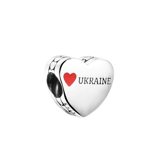 Fits Pandora Bracelet Femme 925 Sterling Silver Heart Ukraine Flag Charm DIY Making Jewelry Beads for Women Free Shipping