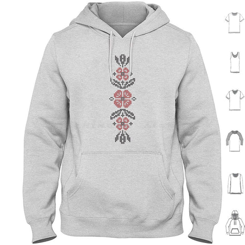 Cross-Embroidery In Ukrainian Folk Style , 02 Hoodie cotton Long Sleeve Ukraine Ukrainian Russian Pattern Cross Embroidery