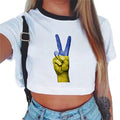 Ukraine Y2k Print T-shirt Kpop Women Clothes Harajuku Aesthetics Whitte Top Tshirt 2022 New Summer Korean Fashion Female T Shirt