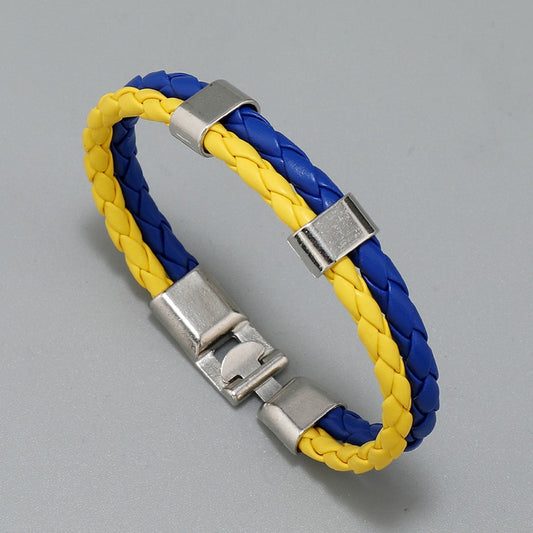 Simple Fashion Ukraine Multilayer Leather Bracelets For Women Men Ukrainian Flag Charm Bracelet Bangle Proud Patriotism Jewelry