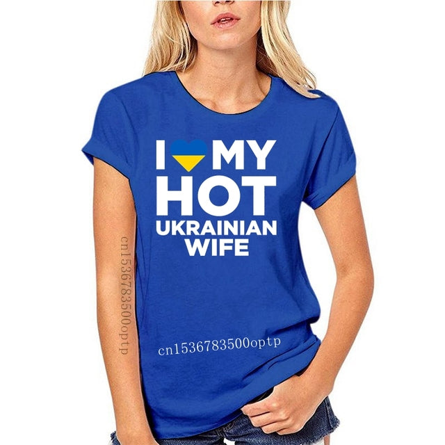 New I Love My Hot Ukrainian Wife Cute Ukraine Native Relationship T-shirt Print Casual T-shirt Men Brand