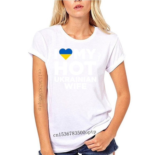 New I Love My Hot Ukrainian Wife Cute Ukraine Native Relationship T-shirt Print Casual T-shirt Men Brand