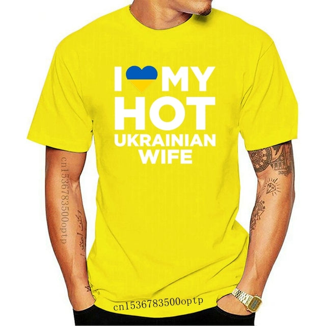 New I Love My Hot Ukrainian Wife Cute Ukraine Native Relationship T-shirt Print Casual T-shirt Men Brand