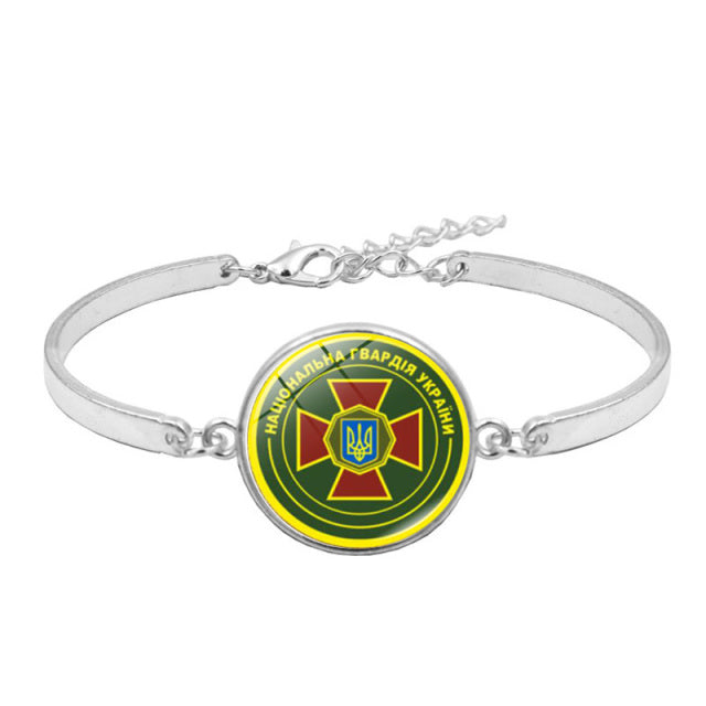 Ukraine Flag Charm Bracelet New Fashion Jewelry Ukrainian Flag Trident Symbol Glass Cabochon Bracelets for Women Girls Gift