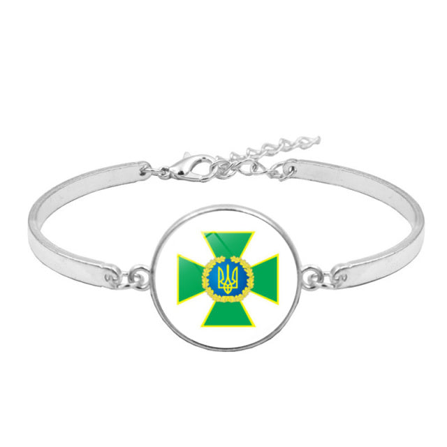 Ukraine Flag Charm Bracelet New Fashion Jewelry Ukrainian Flag Trident Symbol Glass Cabochon Bracelets for Women Girls Gift