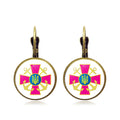 2022 Fashion Ukraine Stud Earrings Ukrainian Flag Trident Symbol French Glass Art Ear Hook Earrings for Women Jewelry Wholesale