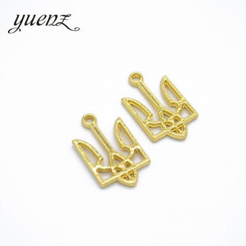 10pcs 2 colour Alloy Metal Antique Sliver Ukrainian national emblem Charm Jewelry Making DIY Handmade Craft