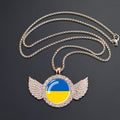 Ukraine Country Flag Necklace Charms Crystal Glass Dome Pendant Collar Necklaces Steampunk Ukrainian Jewelry Patriot Gift