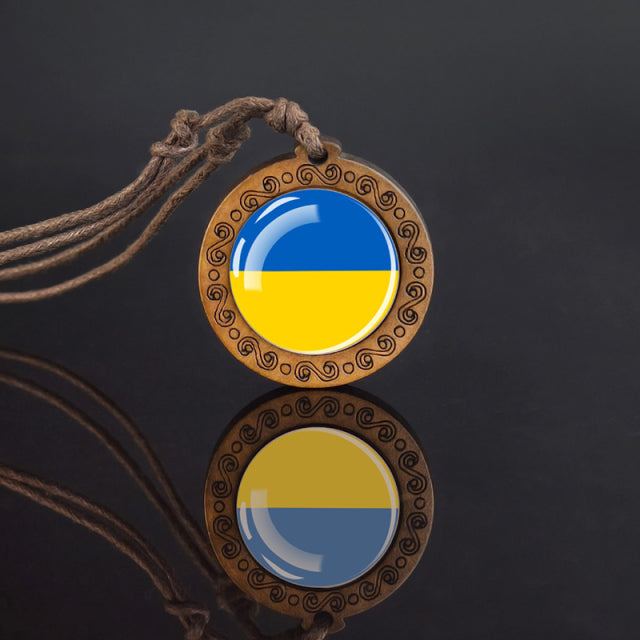 Ukraine Country Flag Necklace Charms Crystal Glass Dome Pendant Collar Necklaces Steampunk Ukrainian Jewelry Patriot Gift