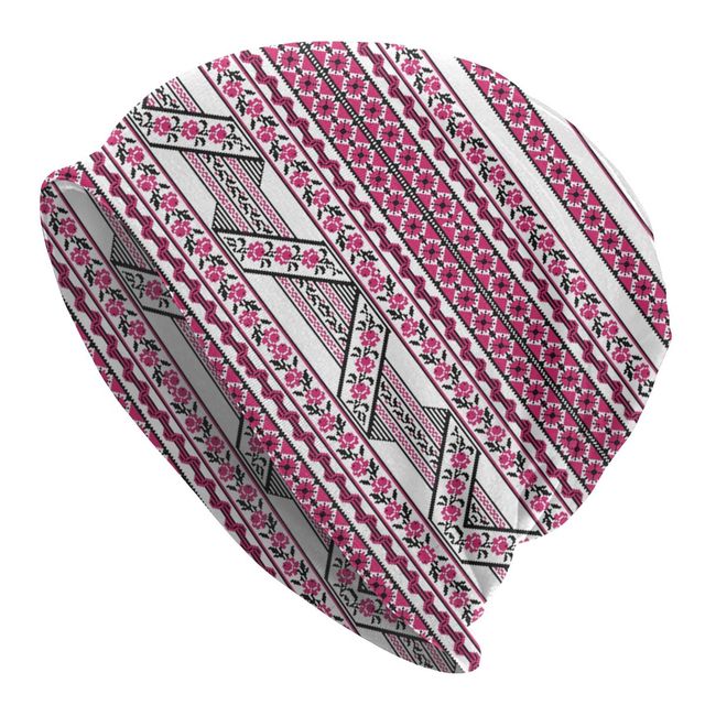 Knit Hats Unisex Bold Colorful Ukrainian Embroidery Vyshyvanka Skullies Beanies Caps Ukraine Bohemian Geometric Bonnet Hats