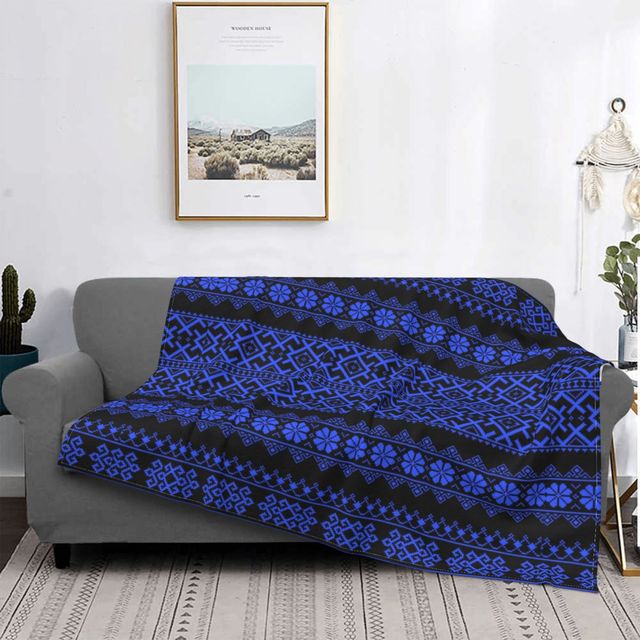 Ukrainian Embroidery Bright Color Vyshyvanka Blanket 3D Printed Flannel Fleece Ukraine Ethnic Throw Blankets for Bedroom Couch