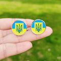 Tryzub Ukraine Symbol Cufflinks for Men Ukraine Flag Custom Glass Cabochon Metal Cuff Links High Quality Shirt Cuff Buttons Gift