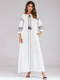 Abaya Muslim Women Long Dress Autumn Embroidery Ethnic Tassel Islam Drawstring Maxi Party Gown Clothing Kaftan Ukrainian Fashion